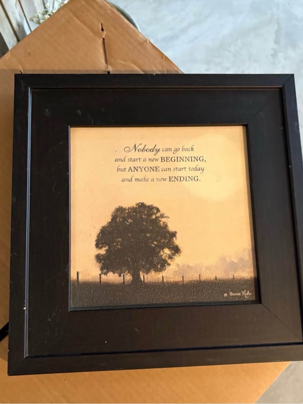 Framed Inspirational Tree Wall Art - Black